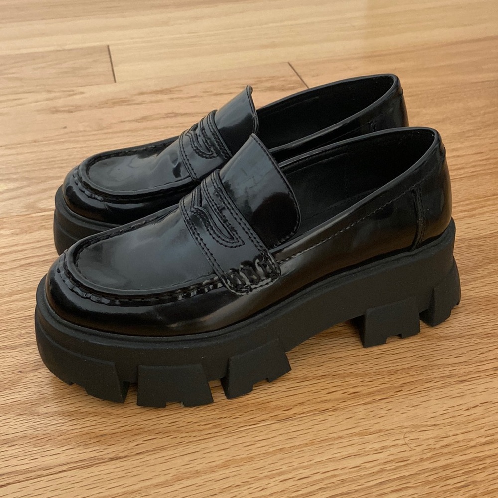 ALDO black chunky loafers (wore ONCE)